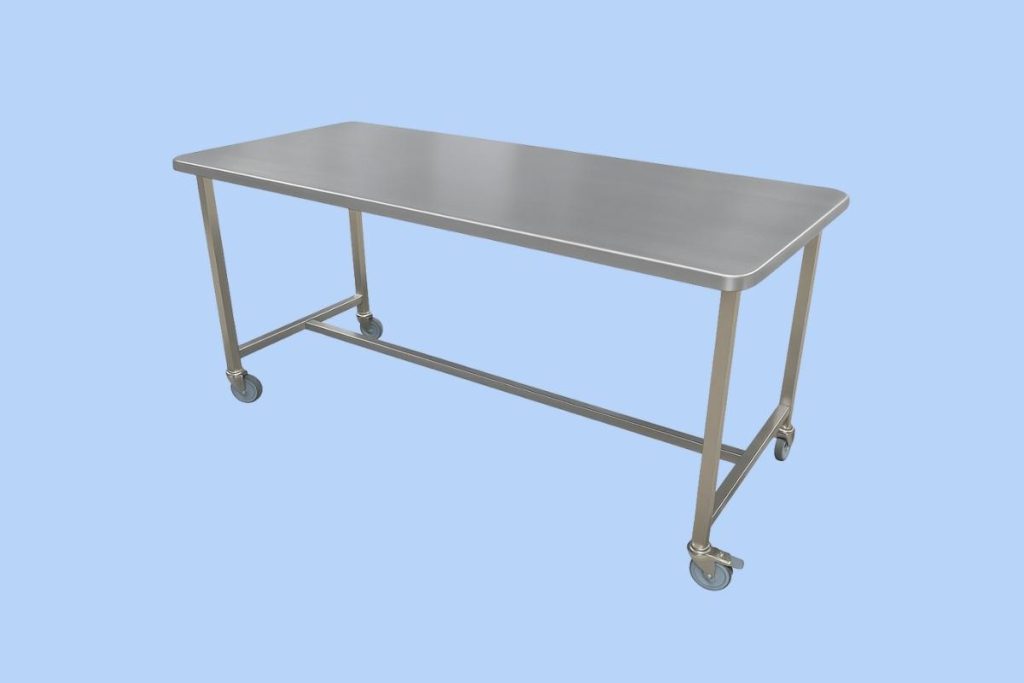 table centrale sur roue avec angles arrondis